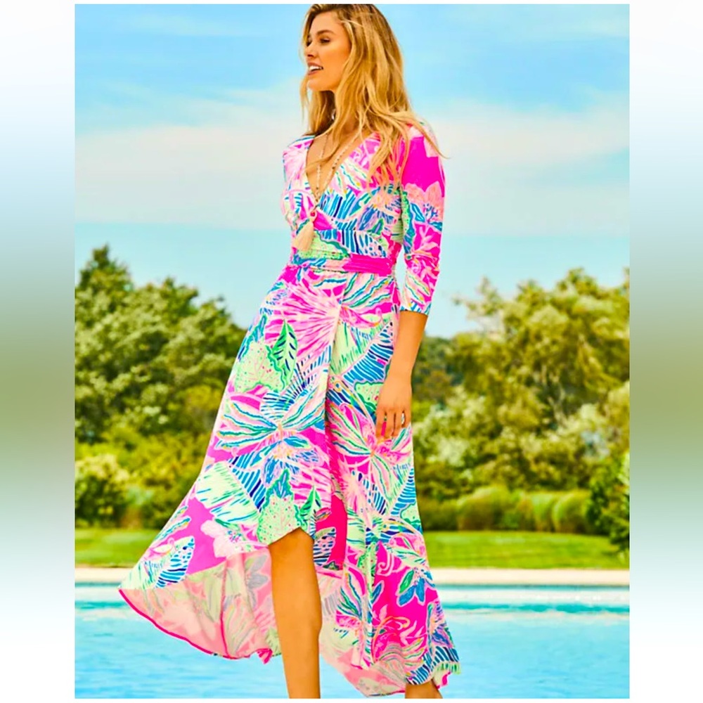 NWT LILLY PULITZER MONTAGUE MAXI RAZ BERRY SUNSET SORIEE sz M